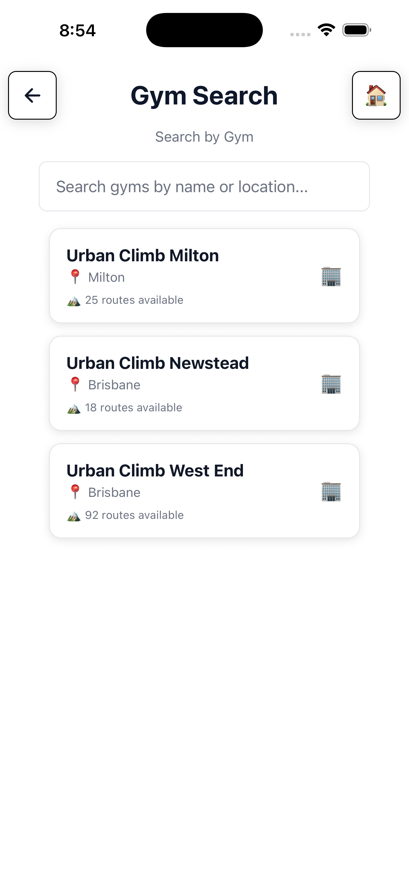Search for a gym